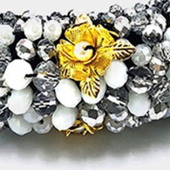 Faceted Beaded Flower Detail Headband - Picture 3 of 12